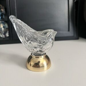 Vintage Avon Glass Bird Perfume Bottle with Goldtone Base